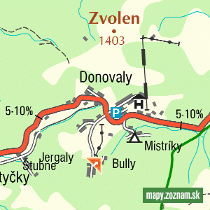 Poloha chaty donovaly na mape SR